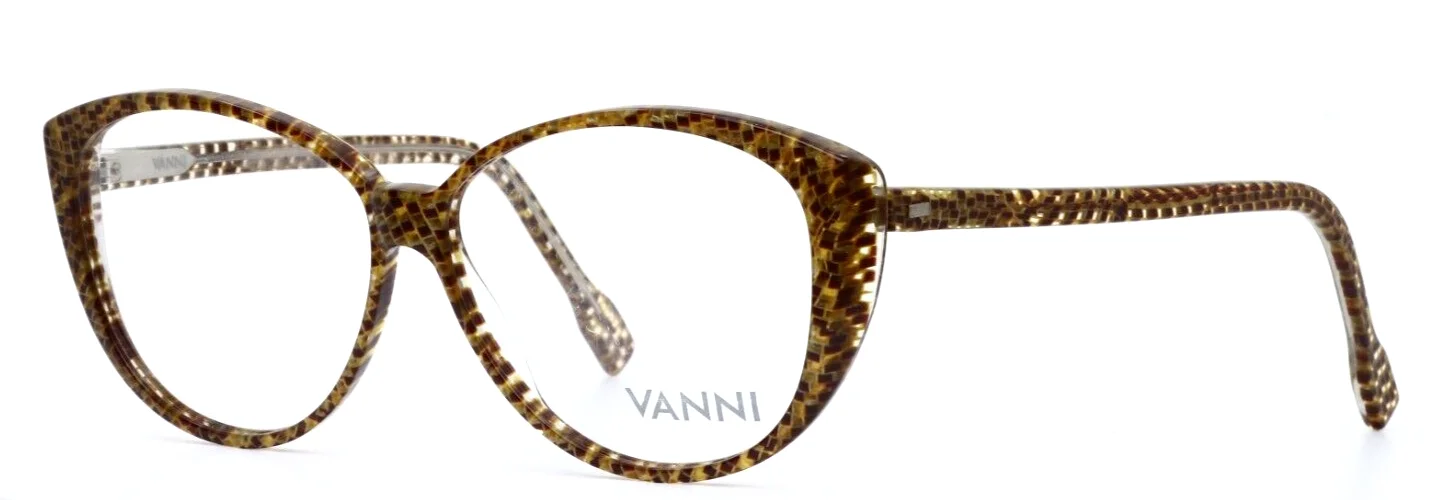 VANNI V1920 A600 Brown/Yellow Womens Cat Eye Full Rim Eyeglasses 54-14-140 B:45