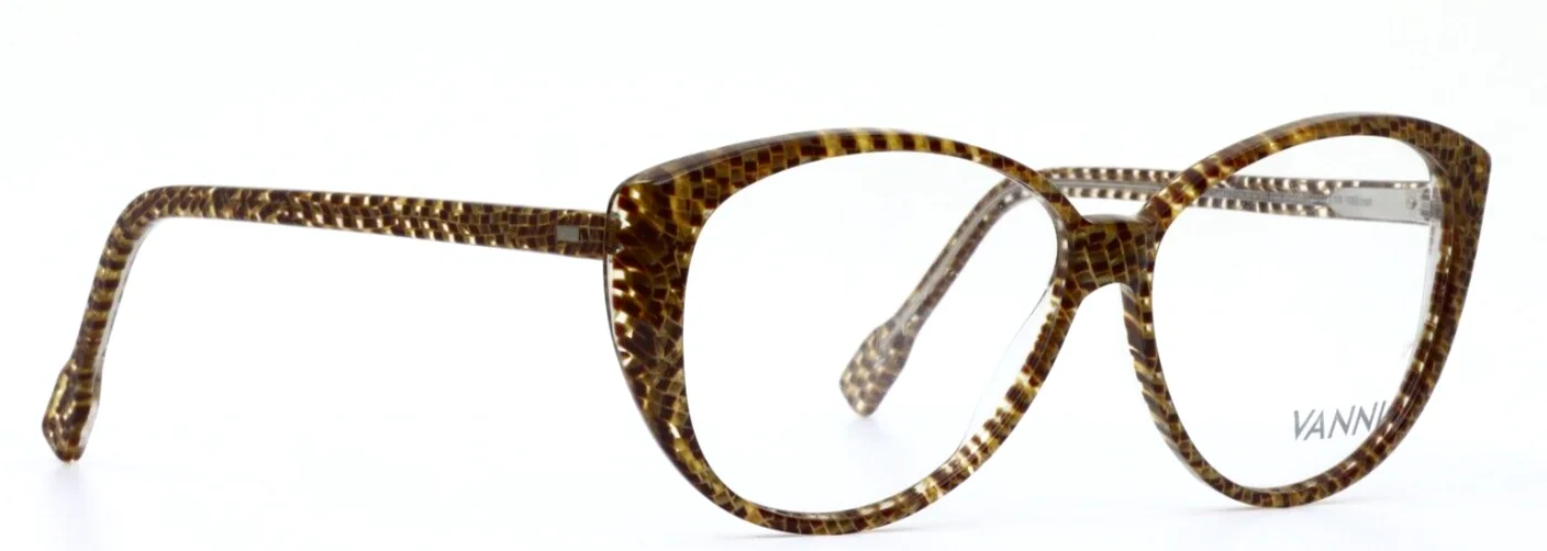 VANNI V1920 A600 Brown/Yellow Womens Cat Eye Full Rim Eyeglasses 54-14-140 B:45 3
