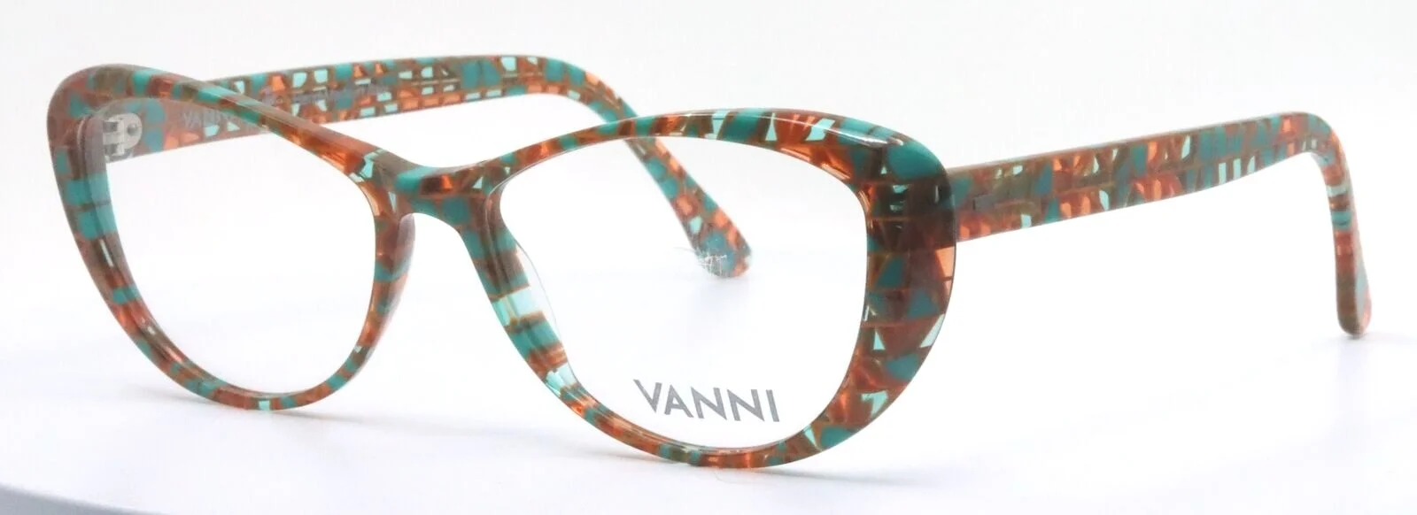 VANNI V1970 A30 Orange Turquoise Cat Eye Full Rim Womens Eyeglasses 51-16-140 1