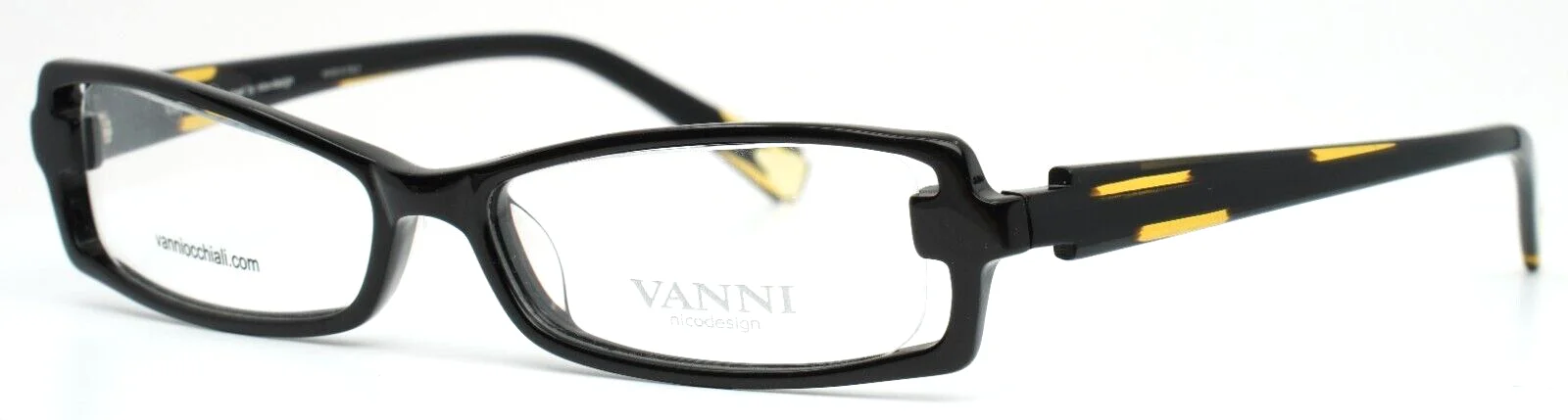 VANNI V7680 A191 Black Womens Rectangle Full Rim Eyeglasses 49-14-135 B:24 ITALY