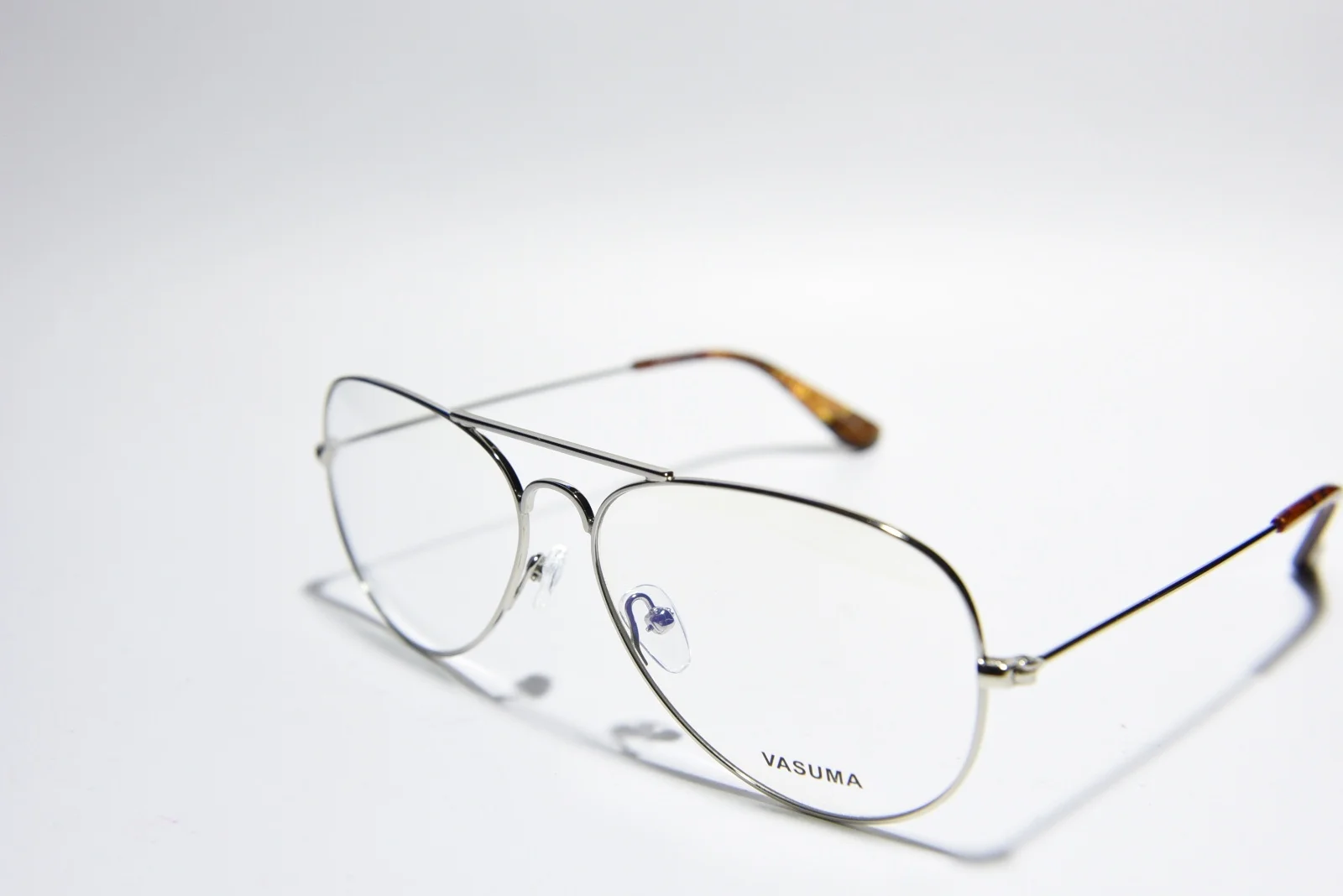 VASUMA SWEDISH EYEWEAR EGGEATER AVIATOR EYEGLASS FRAMES SILVER 58-14-140 NEW 2