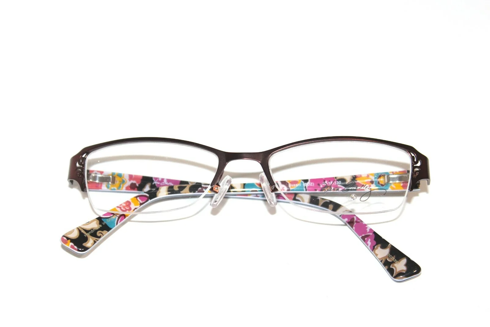 VERA BRADLEY BROOKLYN SUZANY BROWN SEMI RIMLESS EYEGLASSES RX GIRLS 49-17-130