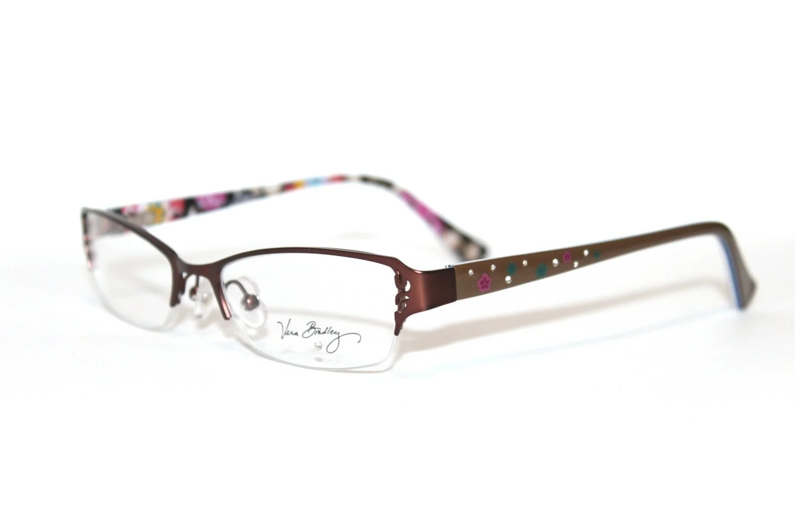 VERA BRADLEY BROOKLYN SUZANY BROWN SEMI RIMLESS EYEGLASSES RX GIRLS 49-17-130 3