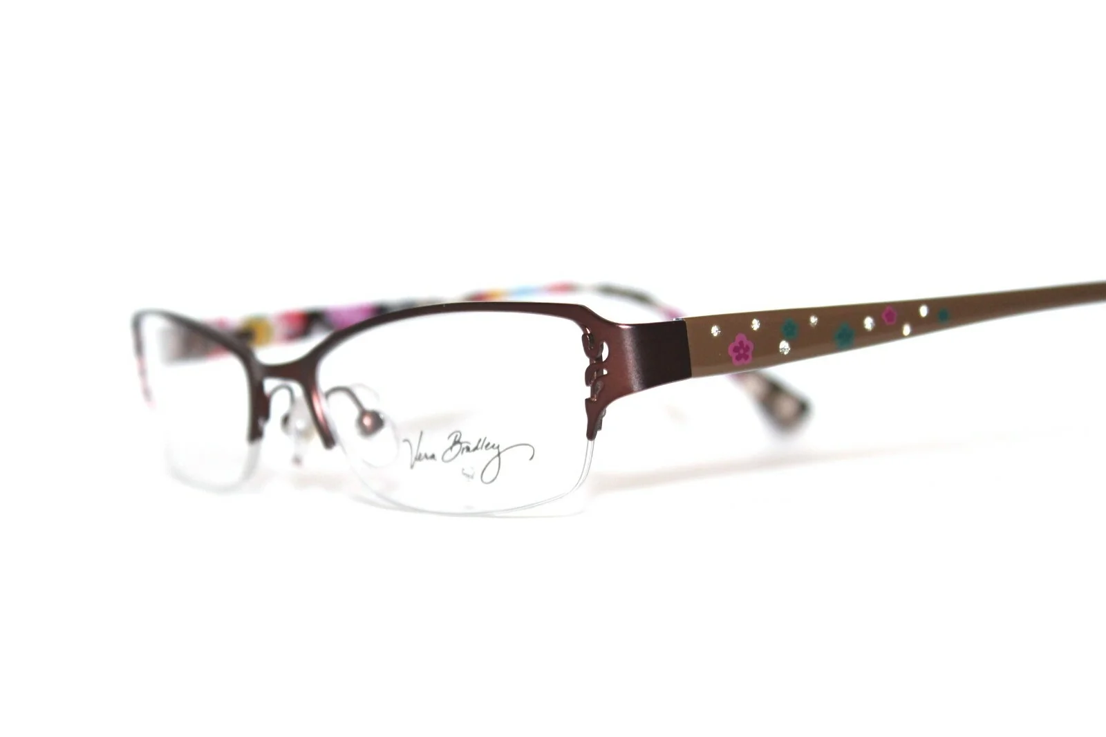 VERA BRADLEY BROOKLYN SUZANY BROWN SEMI RIMLESS EYEGLASSES RX GIRLS 49-17-130 4
