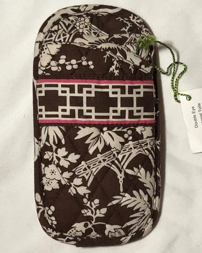 Vera Bradley Eyeglass Case Imperial Toile Brown Soft Quilt Open Top