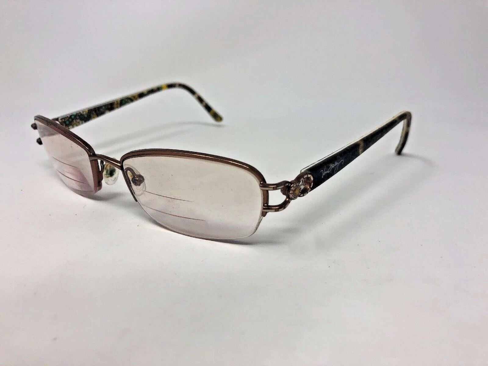 VERA BRADLEY Eyeglasses Frame Half Rimless Petite 52-18-135 Brown/Green PC98