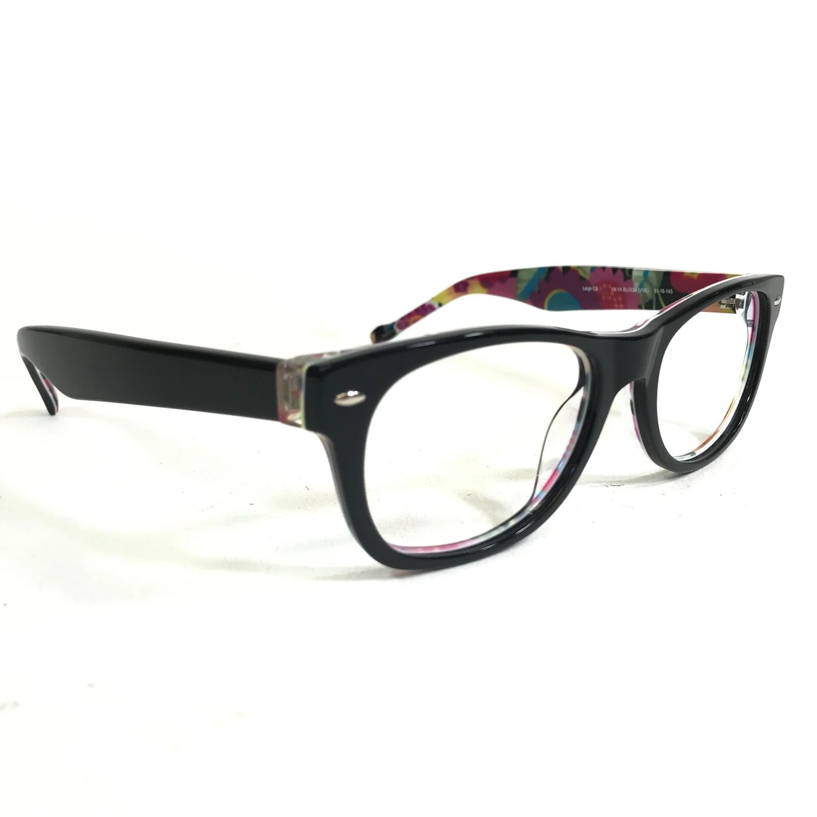 Vera Bradley Eyeglasses Frames Leigh CS VA VA BLOOM VVB Black Pink 51-18-145 3