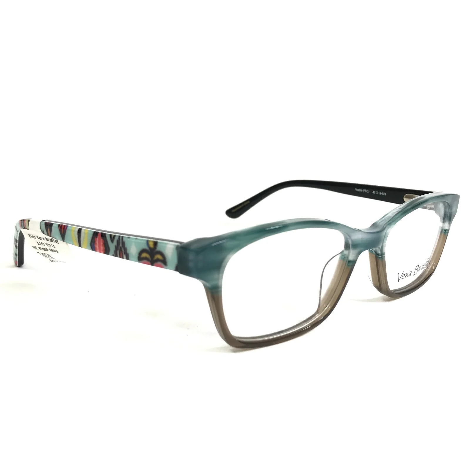 Vera Bradley Kids Eyeglasses Frames Taren Pueblo PBO Brown Blue Horn 48-15-125 2