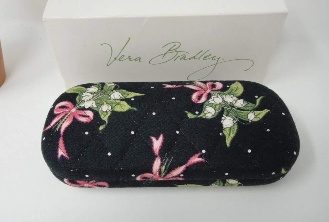 Vera Bradley New Hope Quilted Hard Eyeglass Case Lily Of The Valley Pink Ribbon