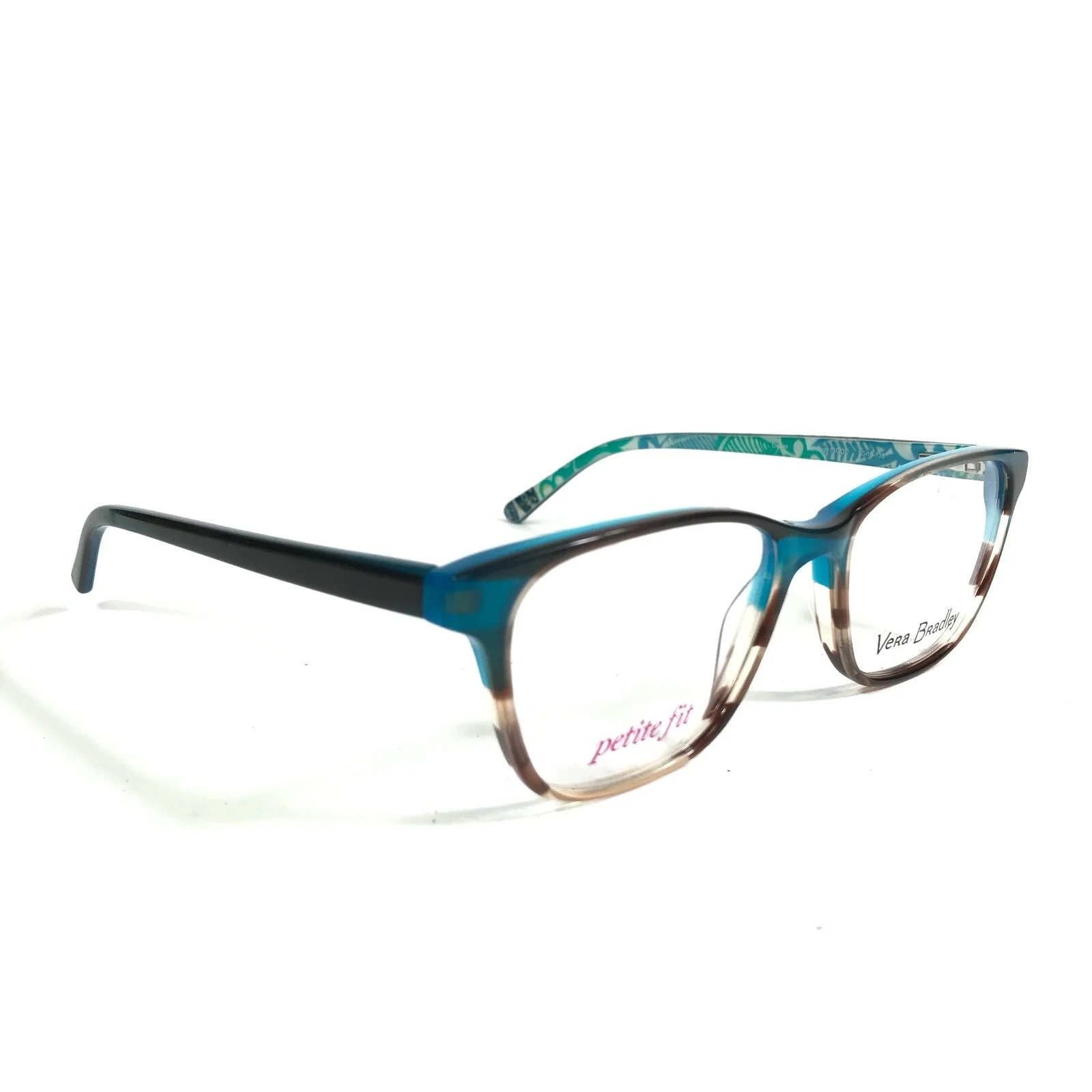 Vera Bradley Petite Fit Frames Denise Santiago SGO Black Brown Blue 50-16-135 2