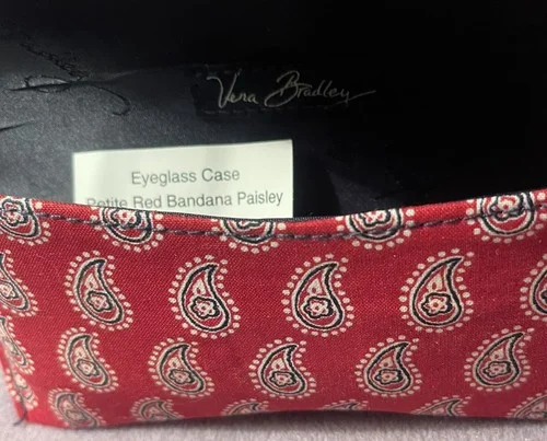 VERA BRADLEY Petite Red Bandana Paisley Eyeglass Case Rare NWT $24 3