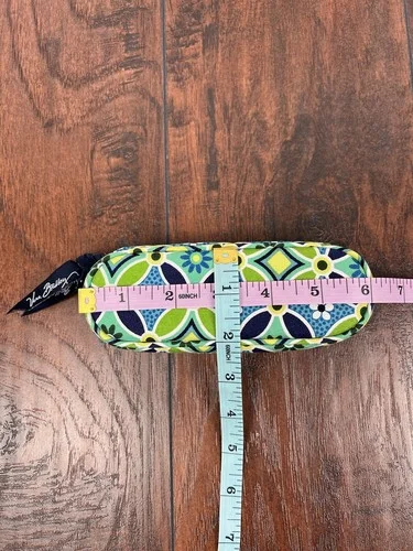 Vera Bradley Soft Glasses Eyeglass Case Zip Around Daisy Daisy Green Blue White 3