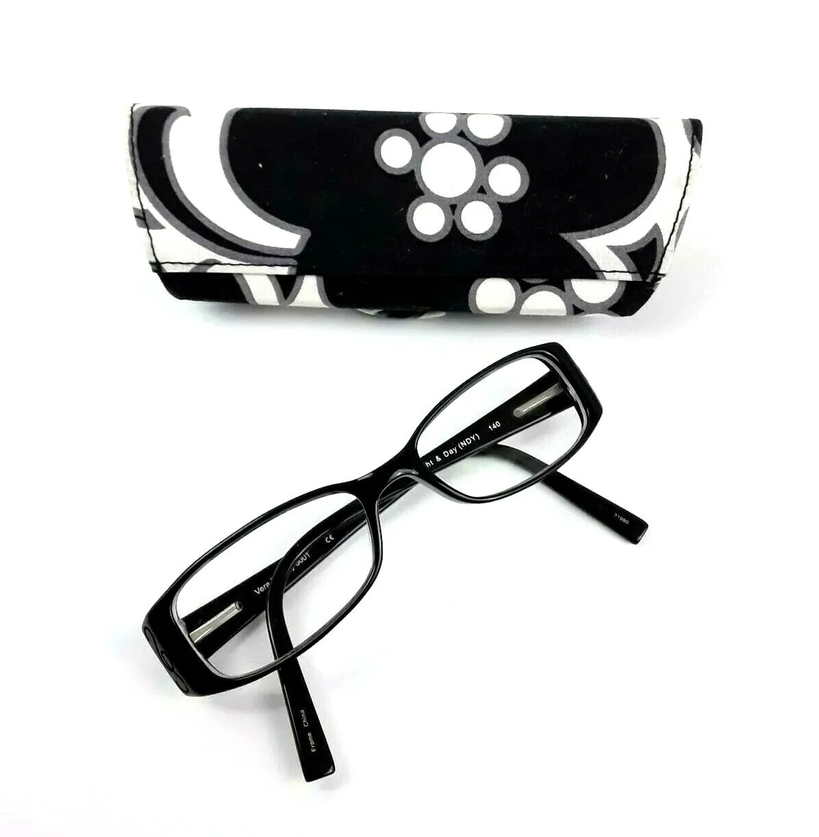 Vera Bradley Womens Night & Day NDY 140 Black White Eyeglass Frames Case