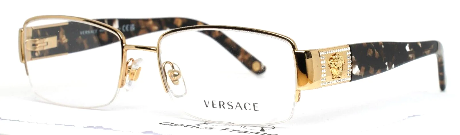 VERSACE 1175-B 1002 Gold Womens Rectangle Half Rim Eyeglasses 53-17-135 B:33