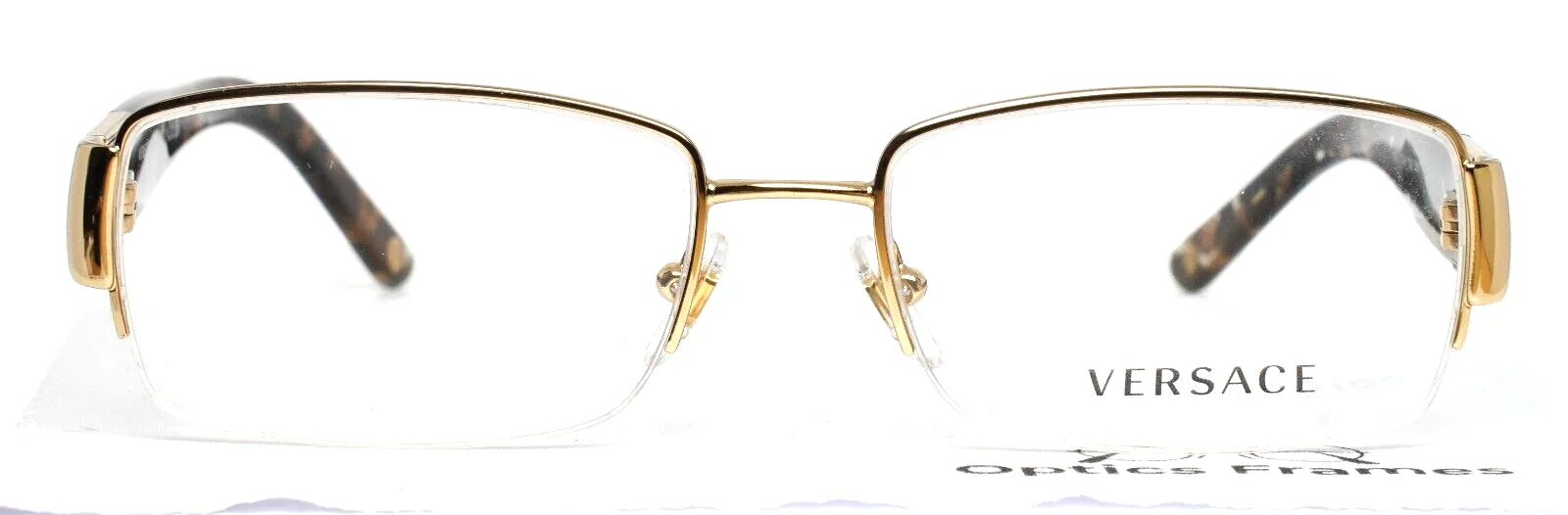 VERSACE 1175-B 1002 Gold Womens Rectangle Half Rim Eyeglasses 53-17-135 B:33 2