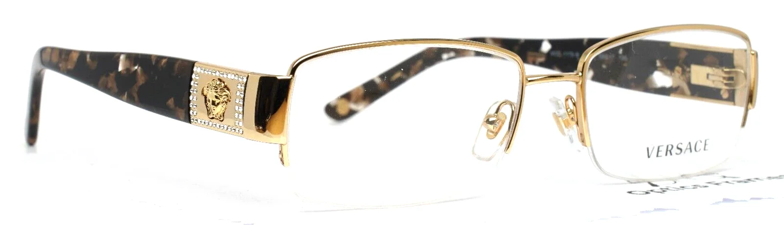 VERSACE 1175-B 1002 Gold Womens Rectangle Half Rim Eyeglasses 53-17-135 B:33 3