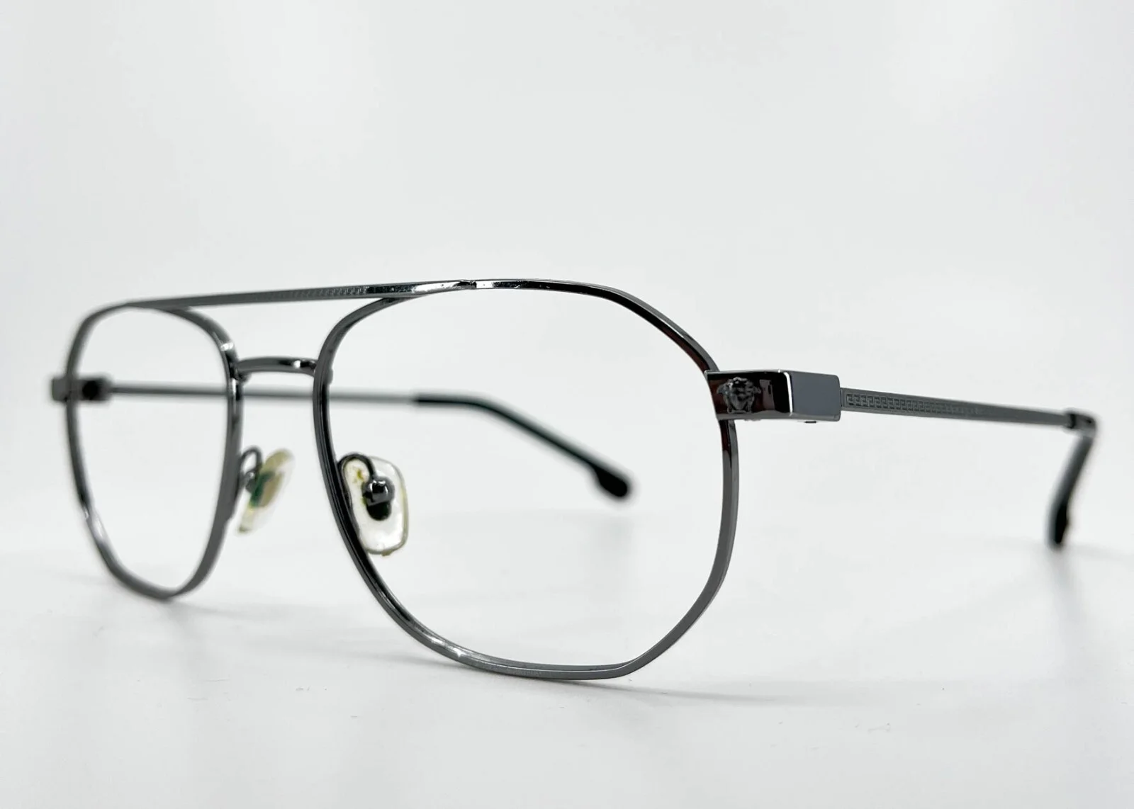 VERSACE Eyeglasses 1252 1001 Silver Full Rim Mens Frames Geometric Aviator 1748
