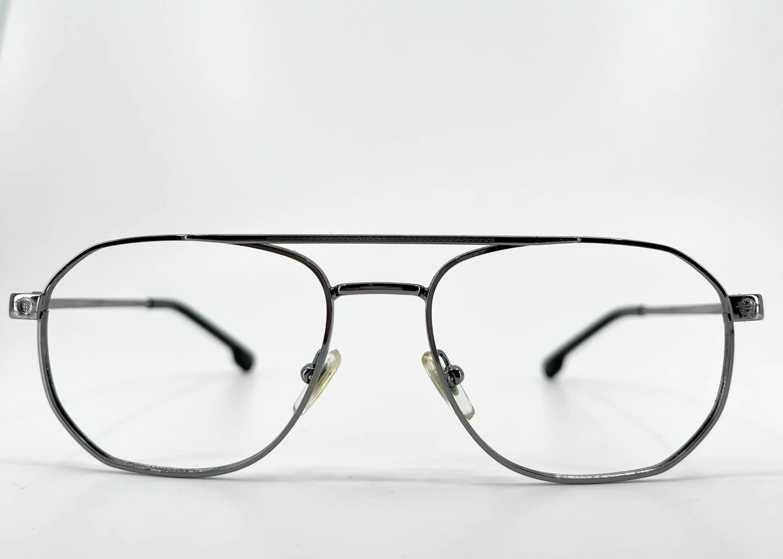 VERSACE Eyeglasses 1252 1001 Silver Full Rim Mens Frames Geometric Aviator 1748 2