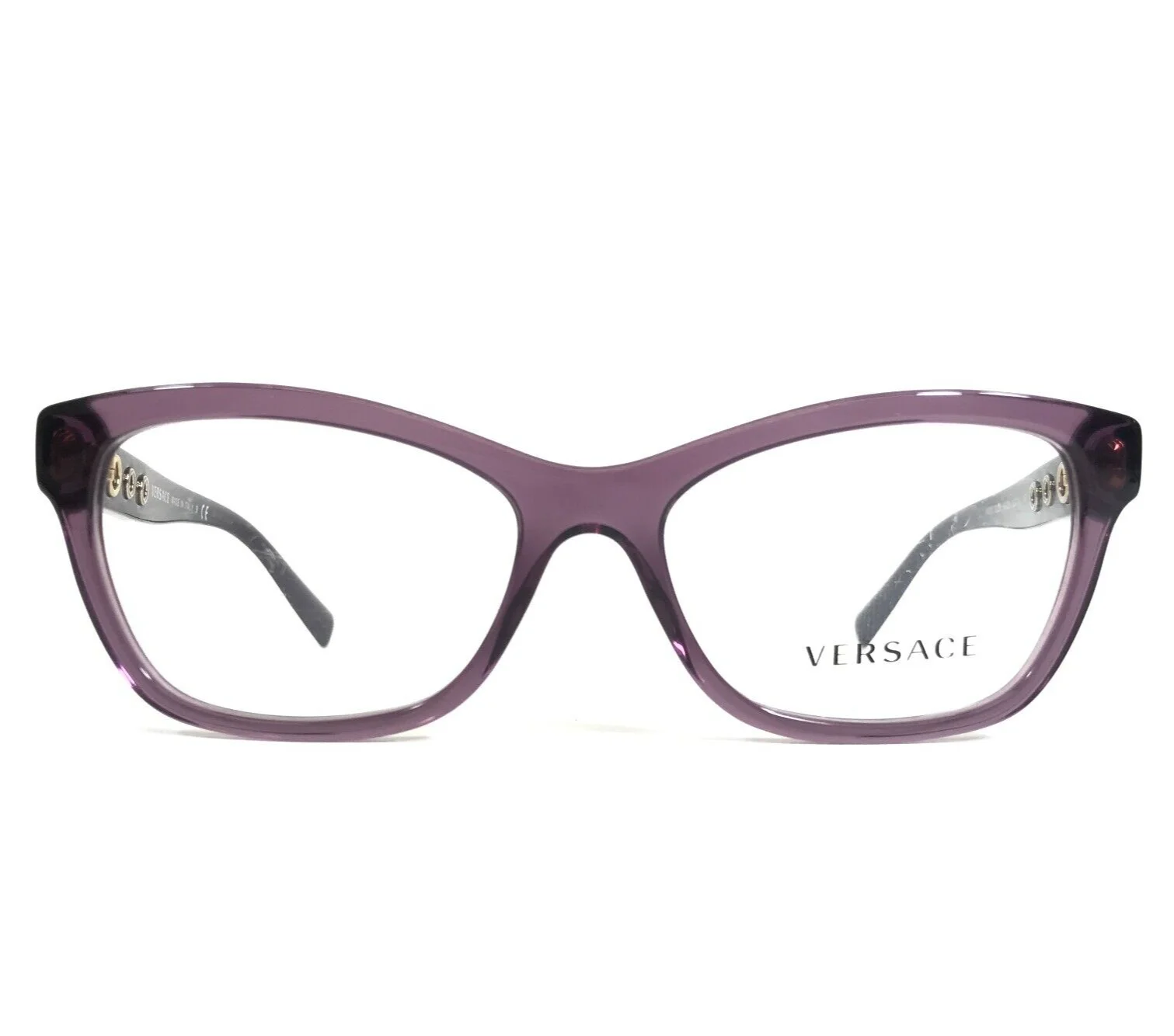 Versace Eyeglasses Frames MOD.3225 5029 Clear Purple Gold Cat Eye 52-16-140 2