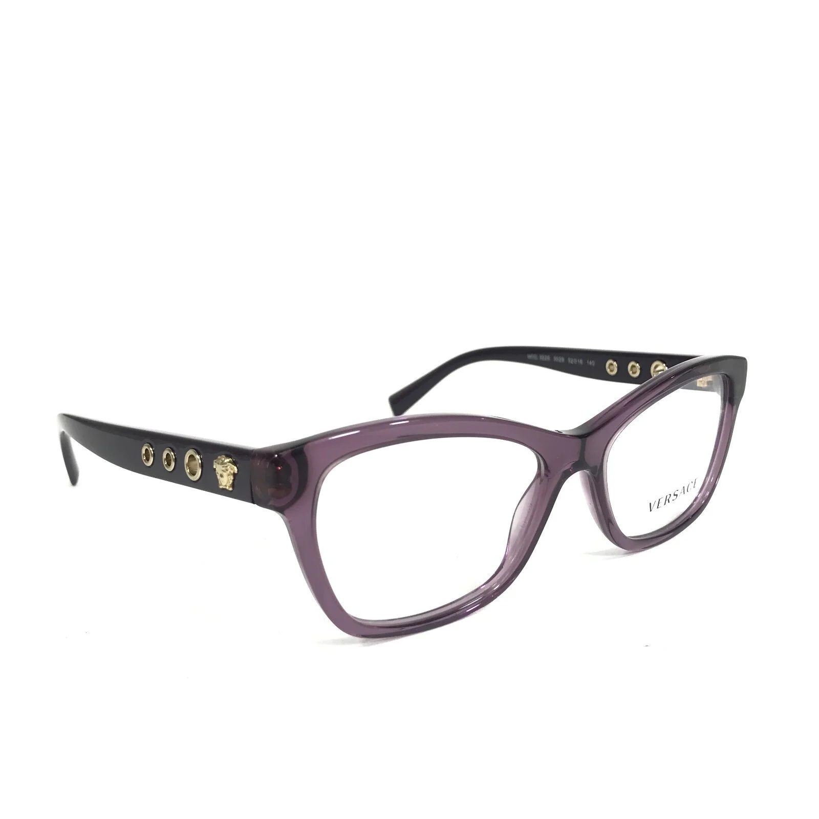 Versace Eyeglasses Frames MOD.3225 5029 Clear Purple Gold Cat Eye 52-16-140 3