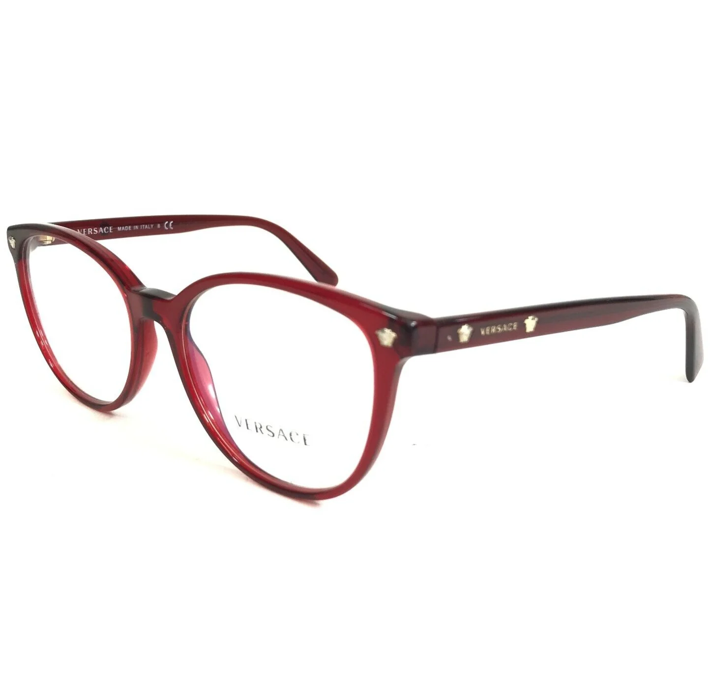 Versace Eyeglasses Frames MOD.3256 388 Clear Red Gold Medusa Cat Eye 54-17-140
