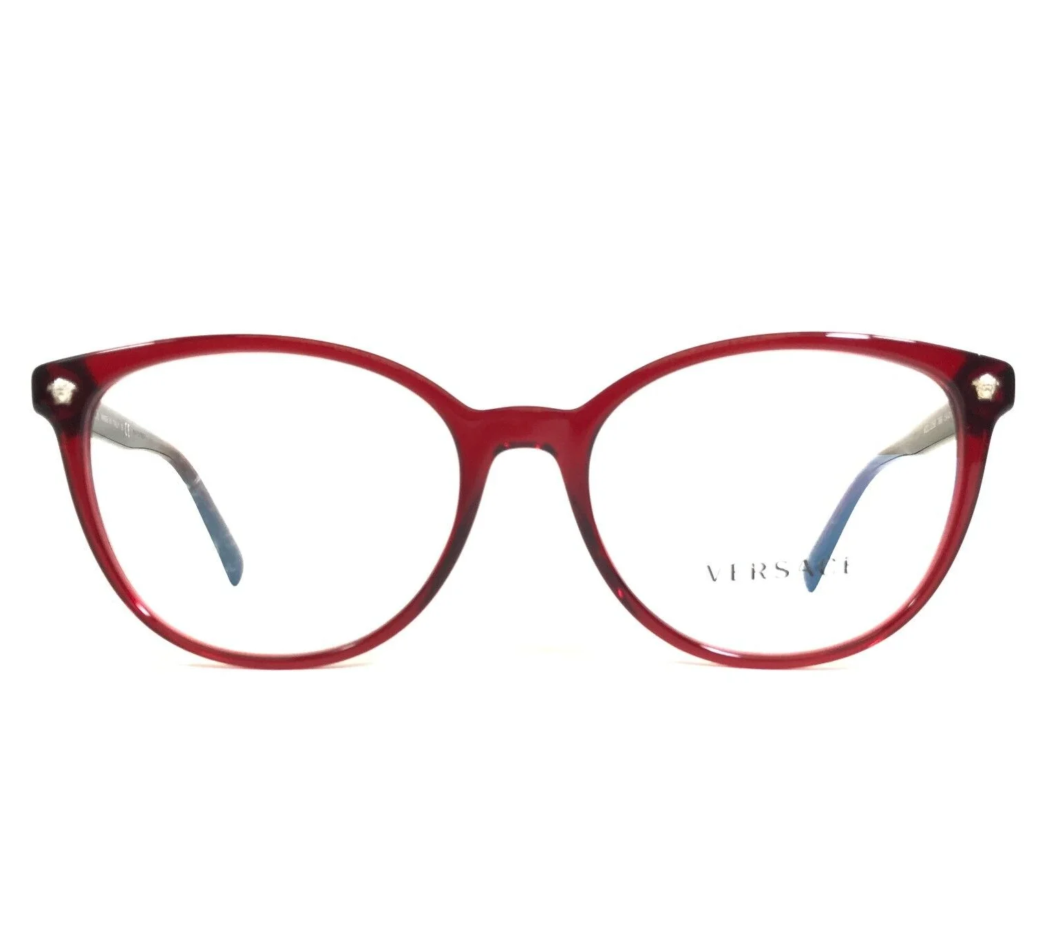 Versace Eyeglasses Frames MOD.3256 388 Clear Red Gold Medusa Cat Eye 54-17-140 2