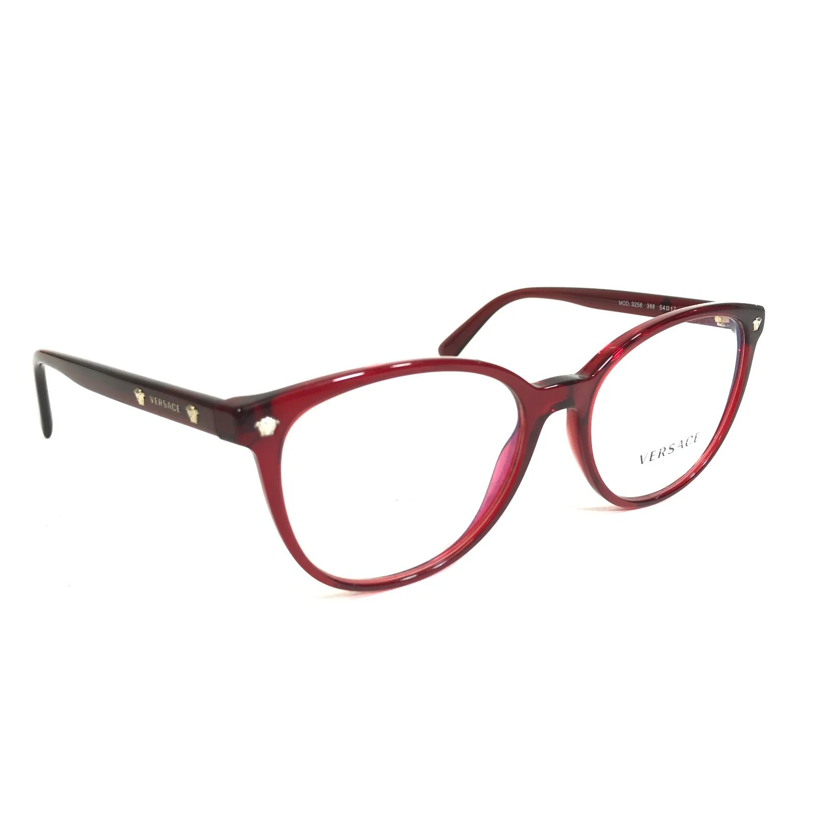 Versace Eyeglasses Frames MOD.3256 388 Clear Red Gold Medusa Cat Eye 54-17-140 3