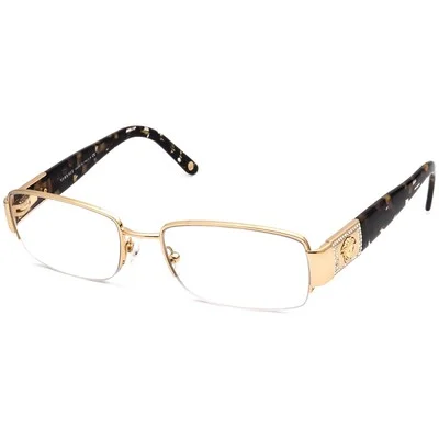 Versace Eyeglasses MOD.1175-B 1002 Gold Half Rim Frame Italy 51[]17 135 Crystals 3