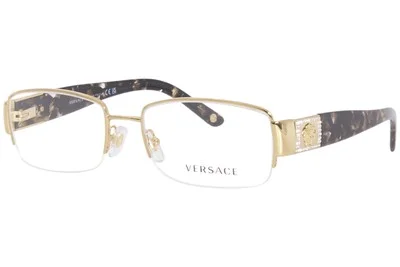 Versace Eyeglasses VE 1175-B 1175B 1002 Gold Medusa/Brown Half Rim Frame 53mm