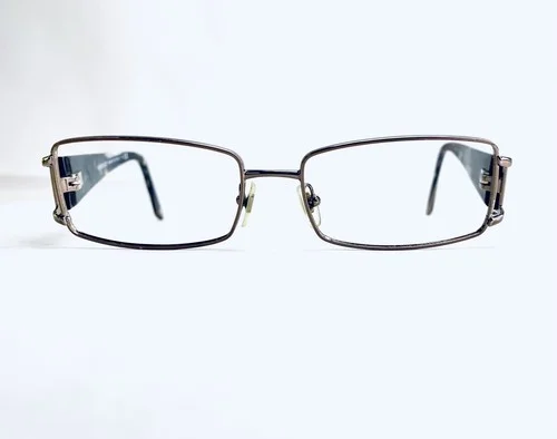 Versace Gold Rectangular Eyeglasses Studded Temple Italy MOD1163B 1013 52 16 130