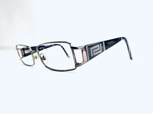 Versace Gold Rectangular Eyeglasses Studded Temple Italy MOD1163B 1013 52 16 130 2