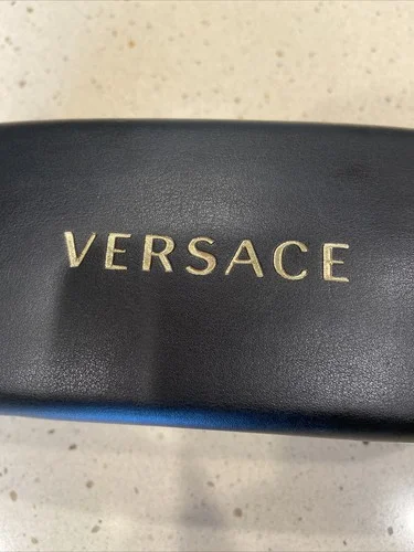 VERSACE HARD CASE EYE GLASS HOLDER BLACK With Cleaning Cloth