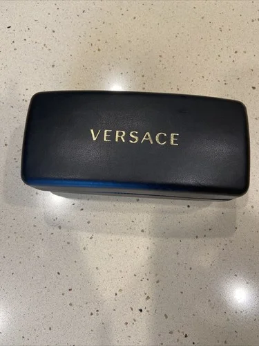VERSACE HARD CASE EYE GLASS HOLDER BLACK With Cleaning Cloth 2