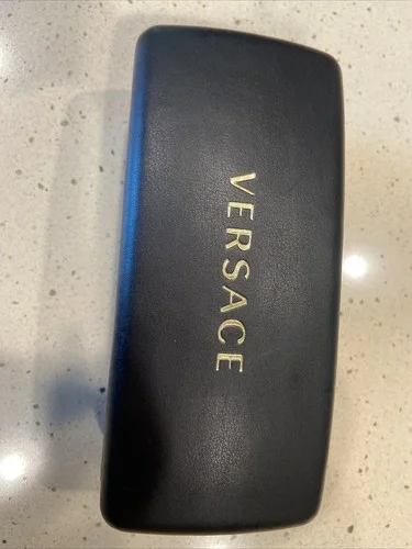 VERSACE HARD CASE EYE GLASS HOLDER BLACK With Cleaning Cloth 3
