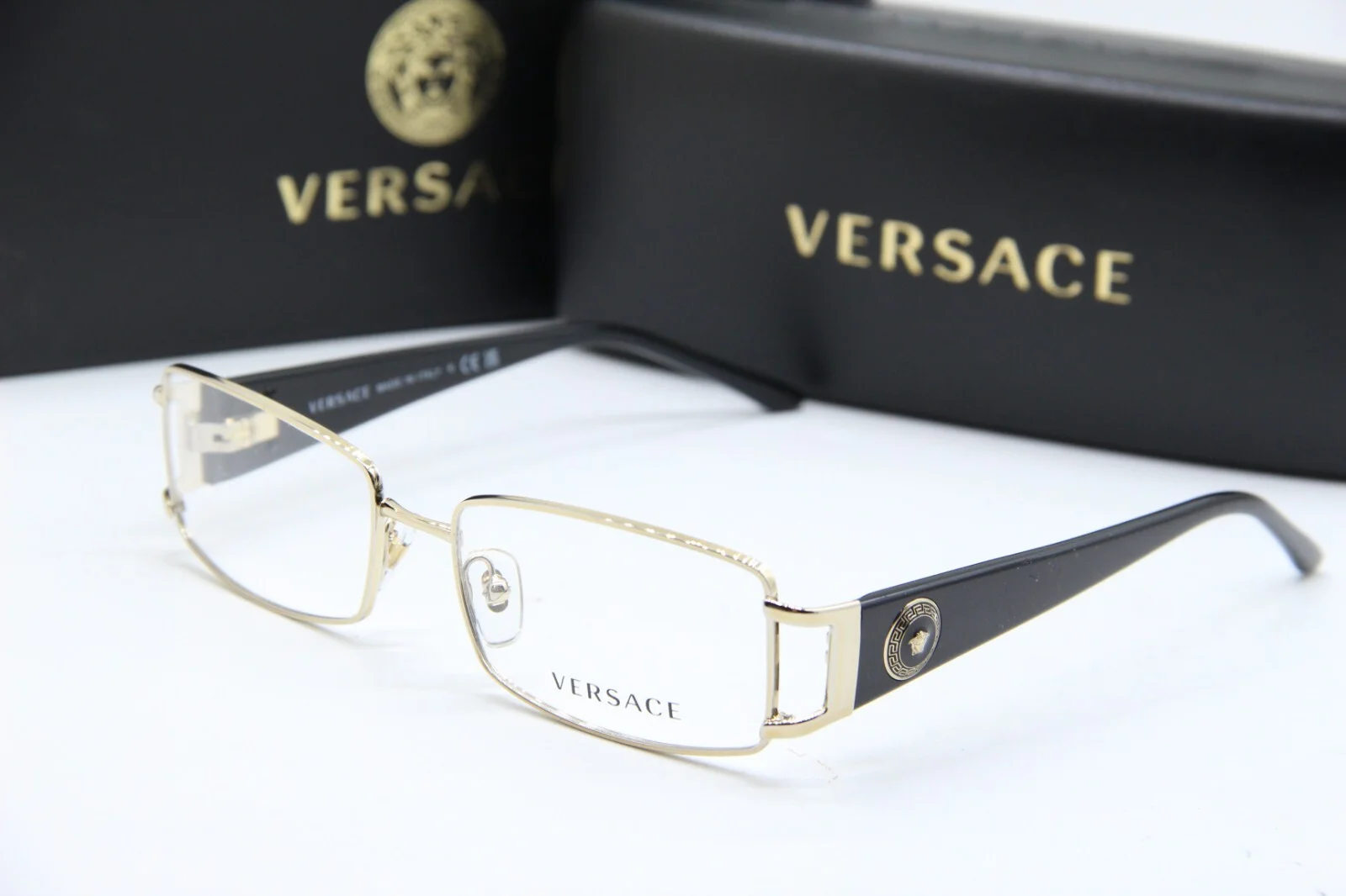 Versace MOD. 1163-M 1252 Gold Black Eyeglasses Frames 52-16 130 Italy Designer
