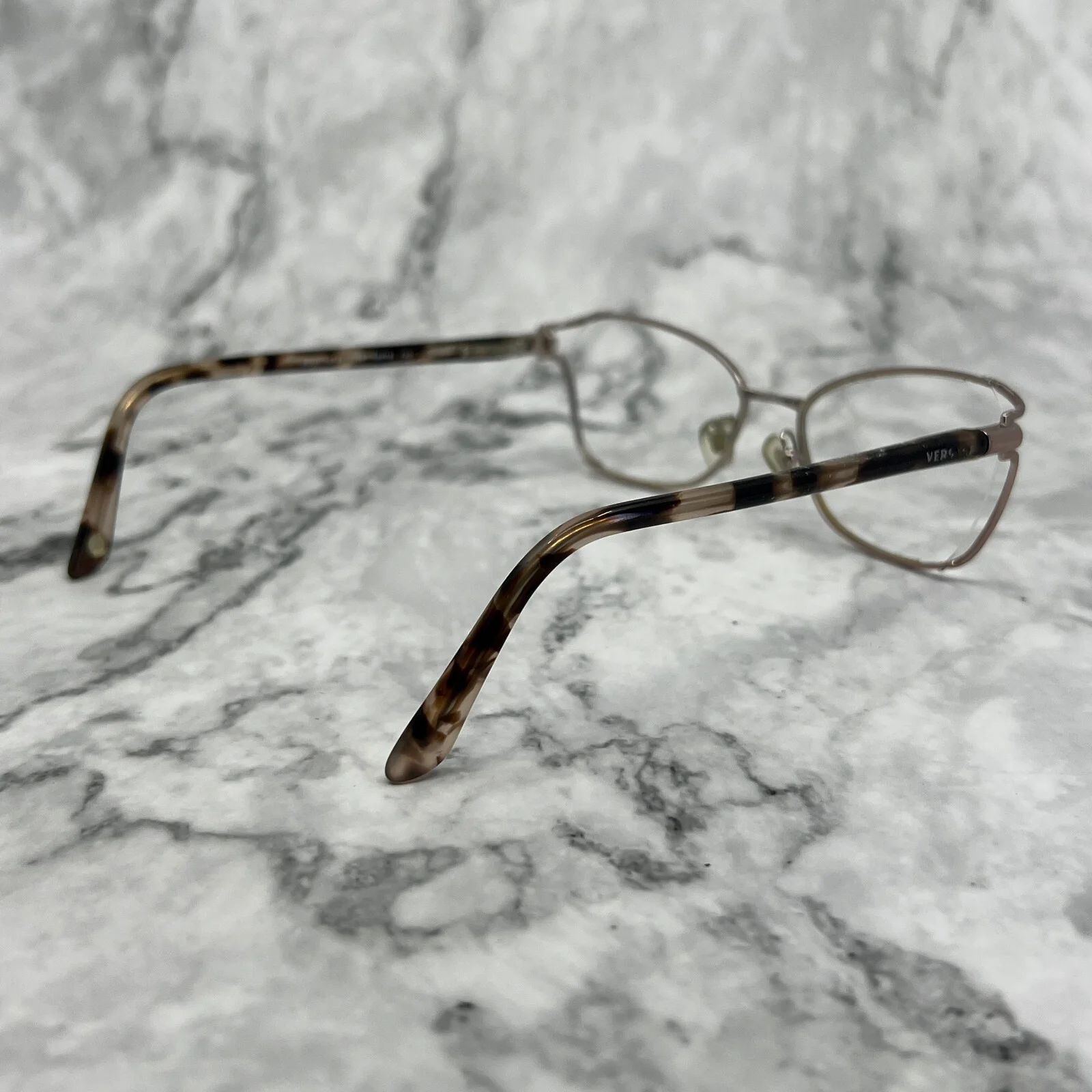Versace MOD.1208 1286 Eyeglasses Rose Gold Tortoise Rectangular Italy 52-16-130 4
