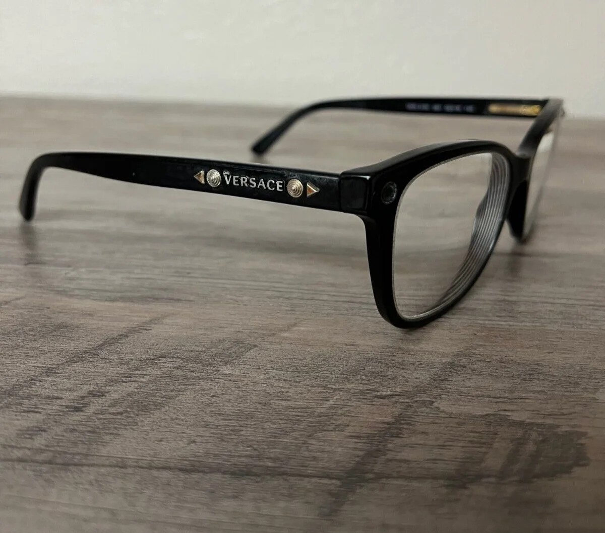 Versace MOD 3190 GB1 Eyeglasses Glasses Polished Black w/Gold Stud 52-16-140 2