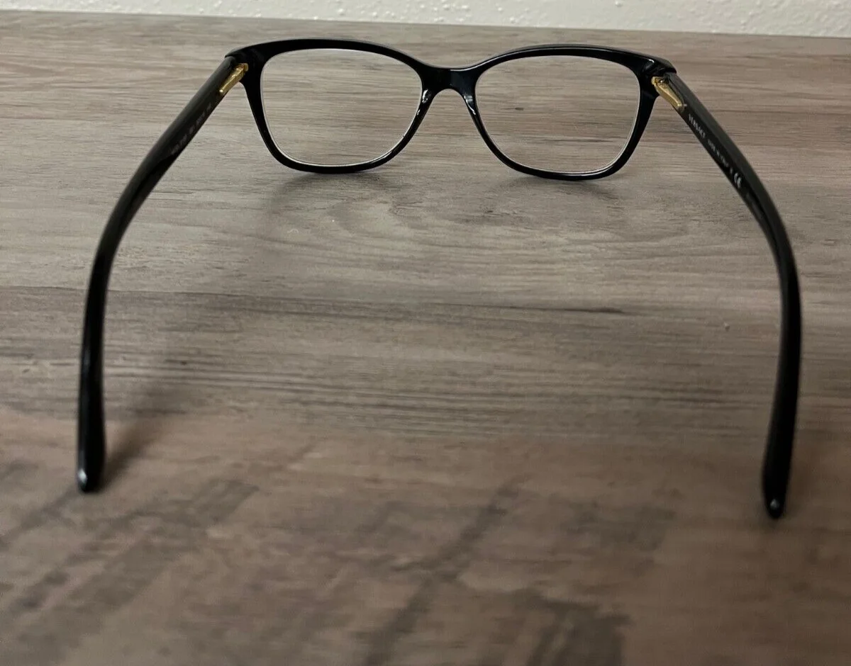 Versace MOD 3190 GB1 Eyeglasses Glasses Polished Black w/Gold Stud 52-16-140 3