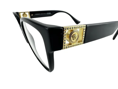 Versace NEW Black $409 Frames Square Womens Jeweled 54-17-145 Eyeglasses VE3329B 2