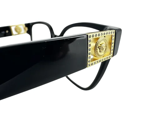 Versace NEW Black $409 Frames Square Womens Jeweled 54-17-145 Eyeglasses VE3329B 4