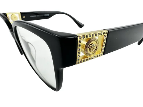 Versace NEW Black $409 Frames Womens Gold Jeweled 54-17-145 Eyeglasses VE3329BF 2
