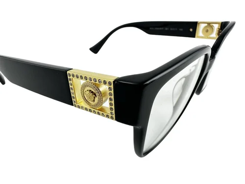 Versace NEW Black $409 Frames Womens Gold Jeweled 54-17-145 Eyeglasses VE3329BF 4