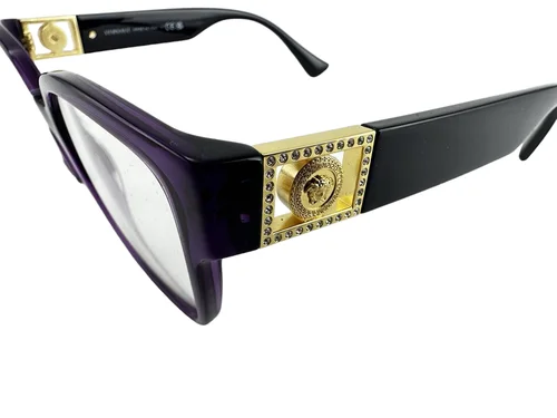 Versace NEW Transparent Plum $409 Frames Jeweled 52-17-145 Eyeglasses VE3329B 3