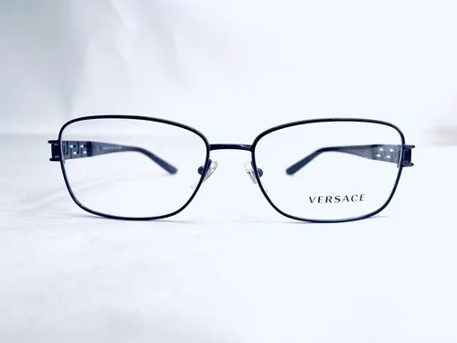 Versace Purple Eyeglasses Rhinestones Full Rim Rectangular Medusa Temple w/ Case