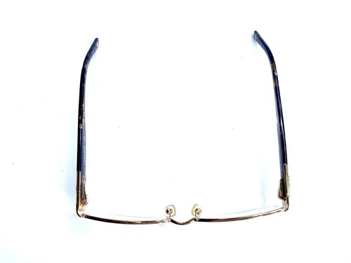 Versace Rectangular Oval Half Rim Eyeglasses Crystal Gold Temples 53 17 135 4