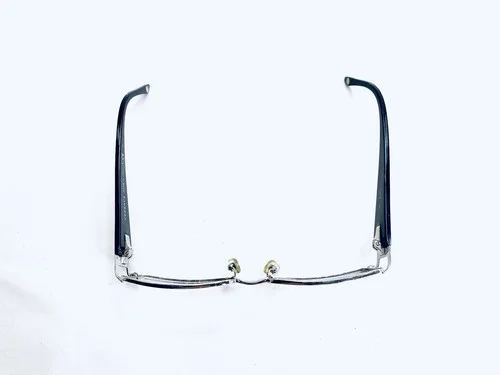Versace Silver Rectangular Glasses Studded Black Temples Italy 52 16 130 4