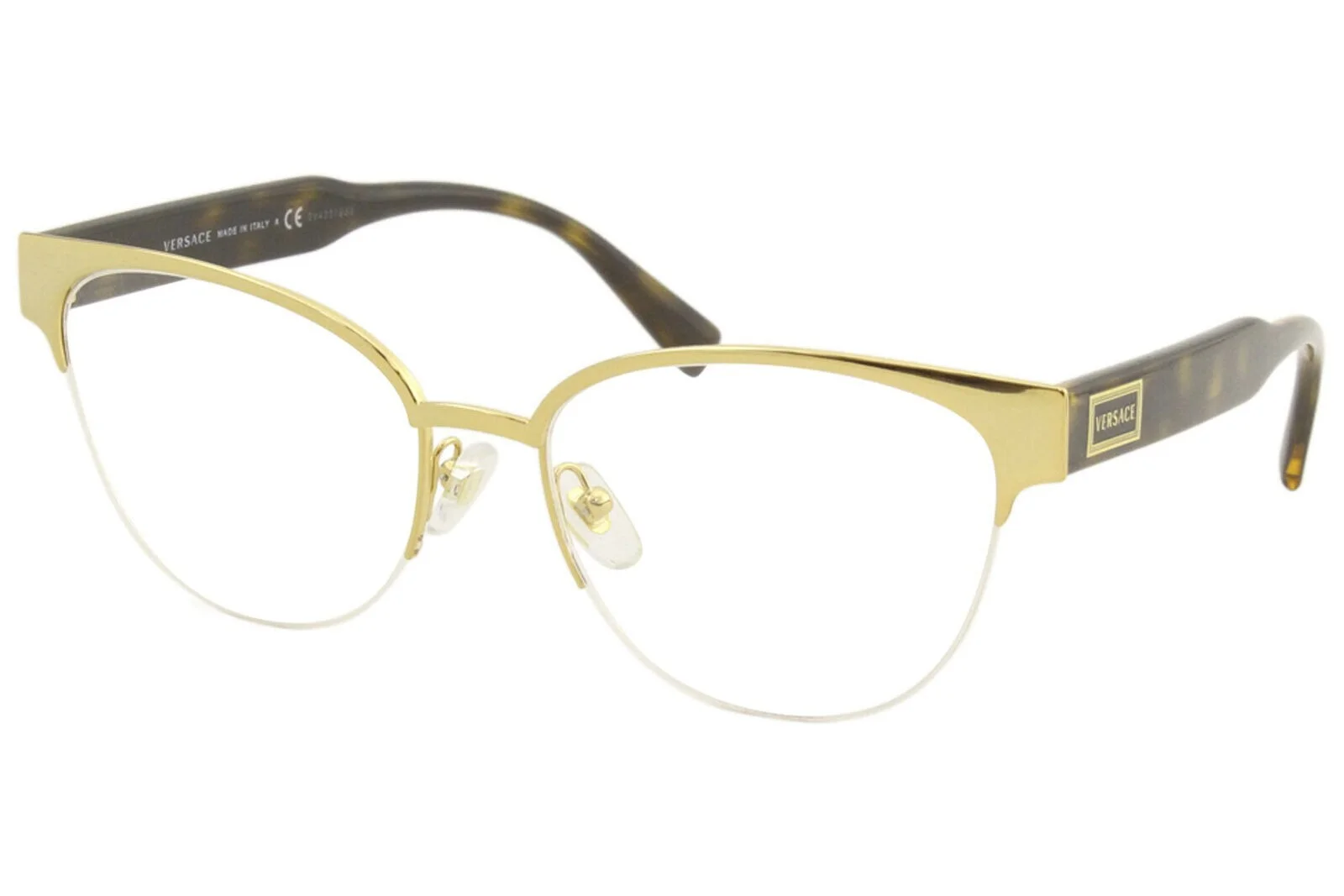 VERSACE VE 1265 1460 Eyeglasses Gold Havana Optical Frame 53mm New Authentic