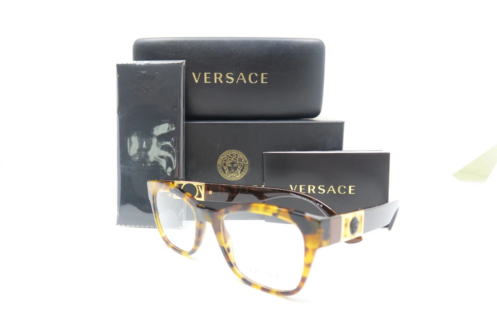 Versace VE 3314 5119 52mm Brown Tortoise w Medusa New Unisex Eyeglasses Frames
