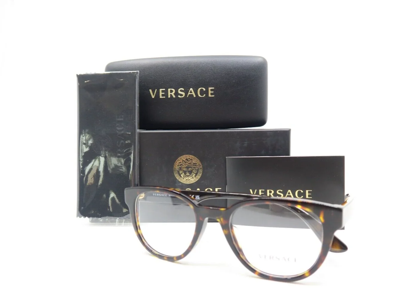 Versace VE 3317-F 108 51mm Brown Tortoise Asian Fit New Unisex Eyeglasses Frames