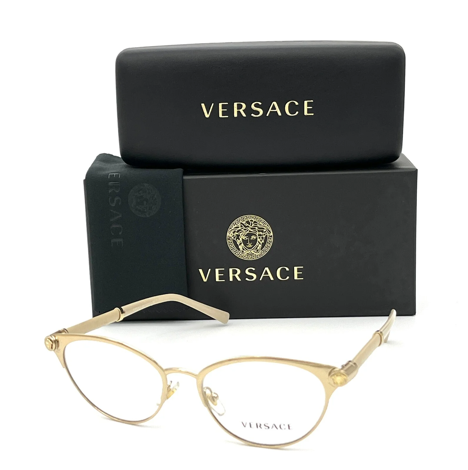 VERSACE VE1259Q 1252 Pale Gold / Demo Lens 52mm Eyeglasses